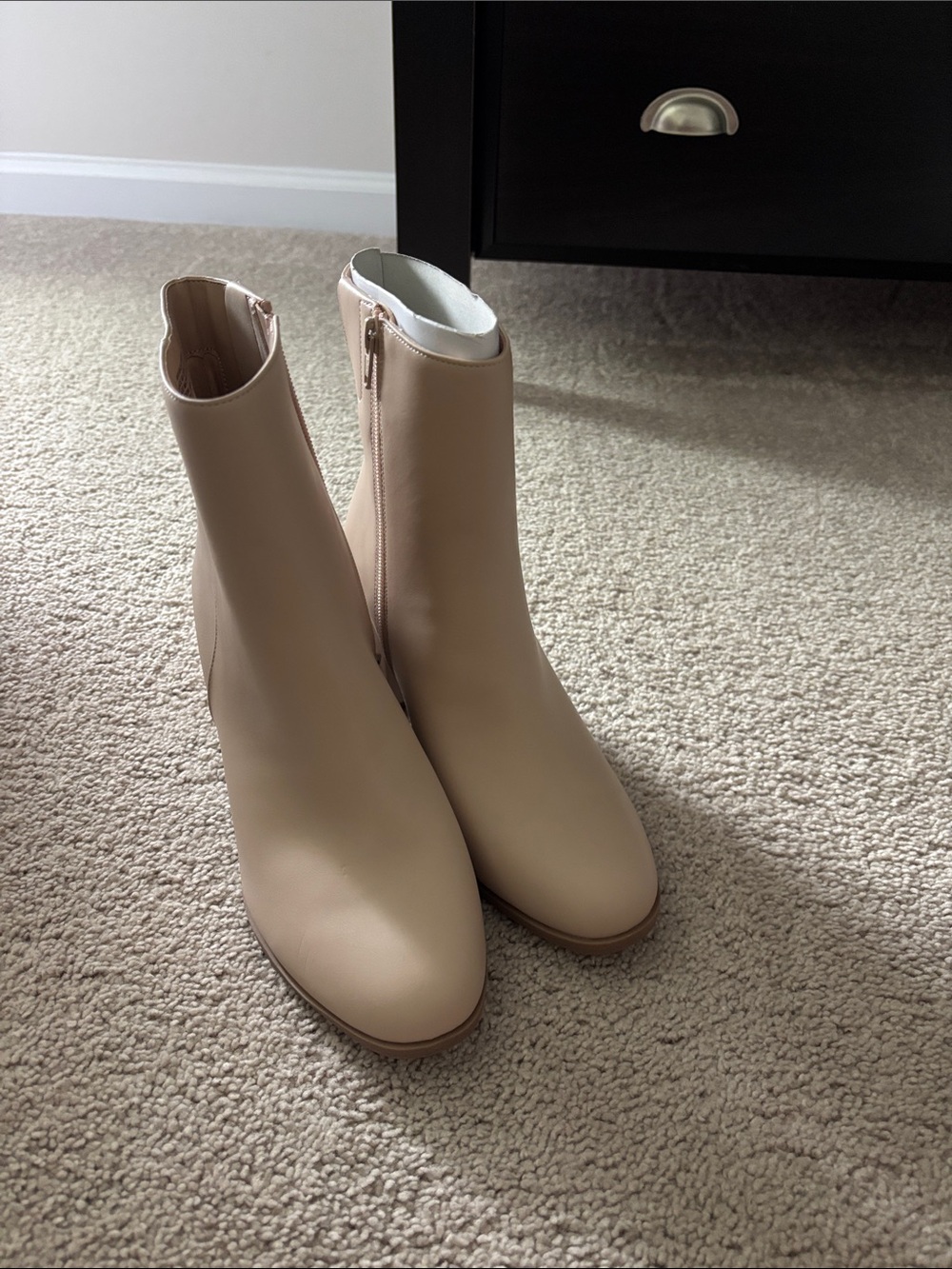 a new day Beige Ankle Heeled Boots